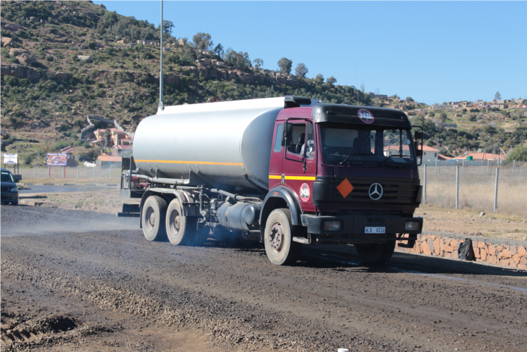 Nthane Brothers Water tanker in Operation during road construction