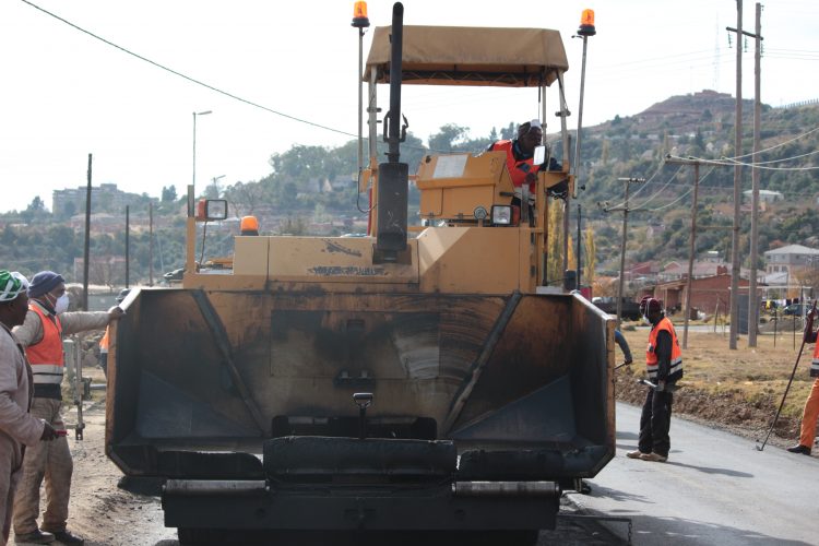 Machinery in operation during road construction